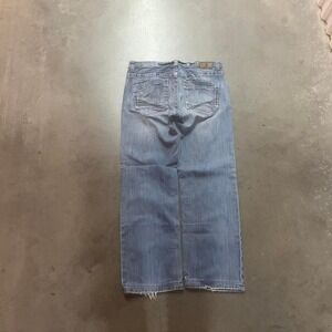 Bke Trent men's light wash distressed loose‎ fit jeans Y2K thick stitched 33